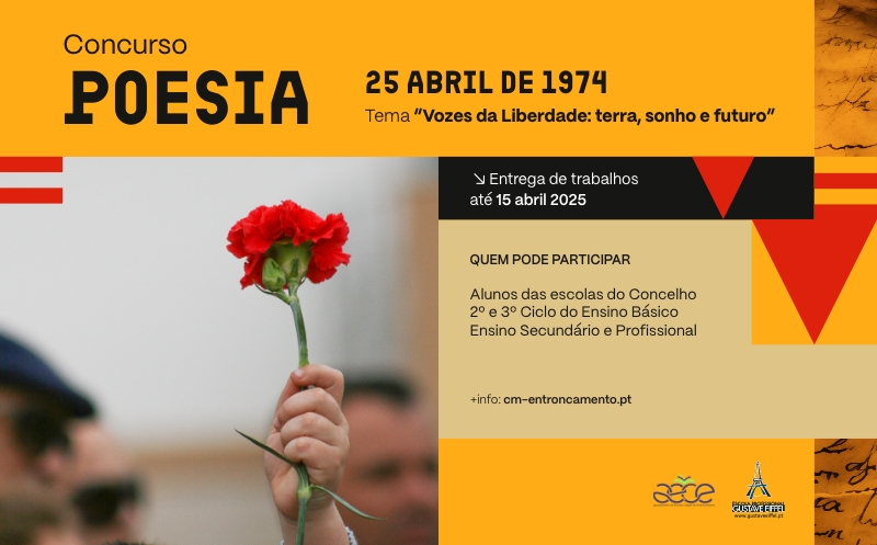 Concurso de Poesia “O 25 de Abril de 1974” desafia jovens do Entroncamento a dar voz à Liberdade